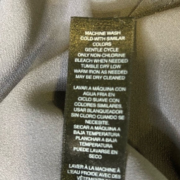 🩶”WHBM” Bluish Gray Long Sleeve Dress w/ White and Gold Floral Embroidery Sz 12🩶 - Picture 16 of 16